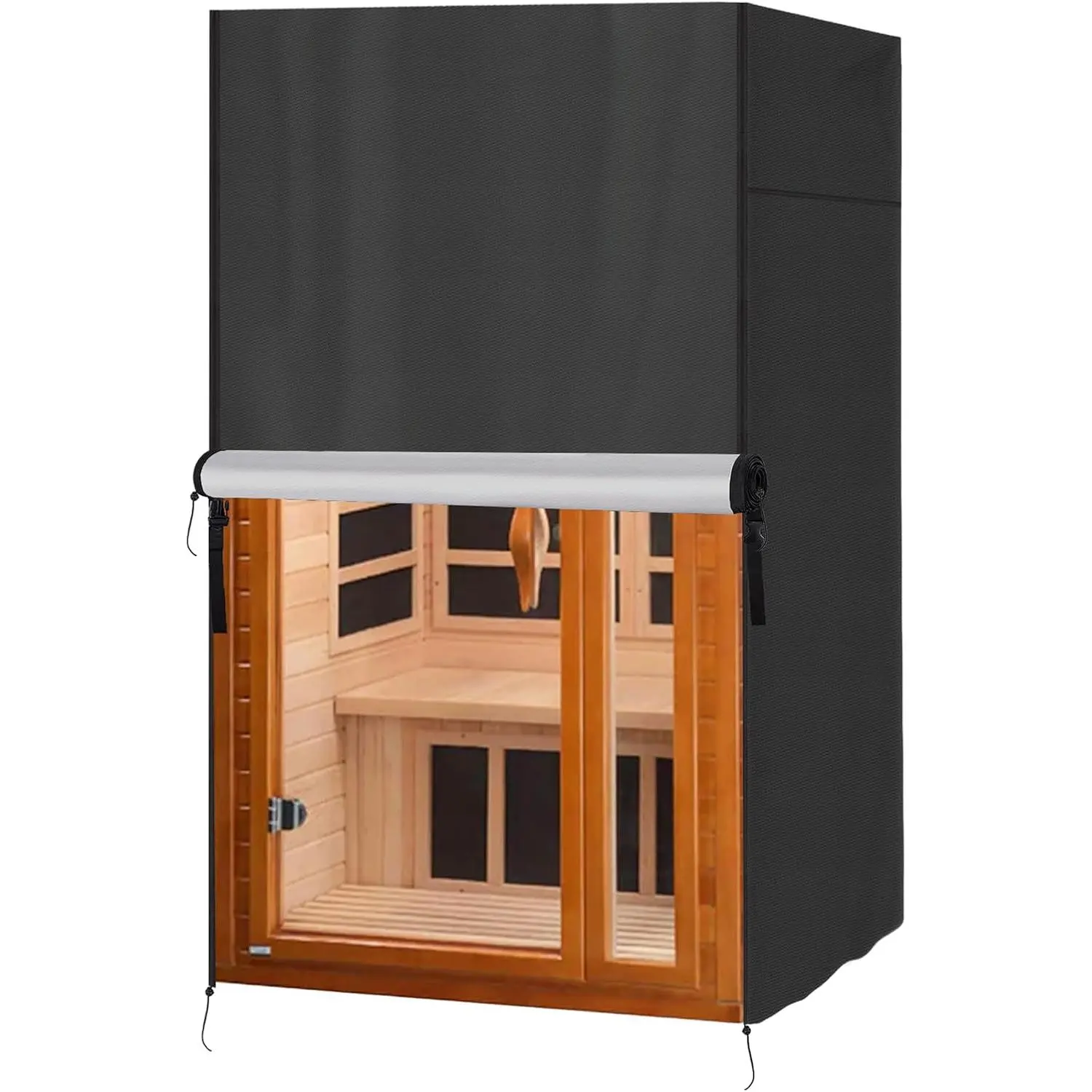 420D Outdoor 1 to 2-Person Sauna Cover,39.8"Lx37.4"Wx72.8"H,Black | Heavy Duty  Sauna Cover Compatible with Dynamic     Saunas,Adjustable Drawstring,Windproof