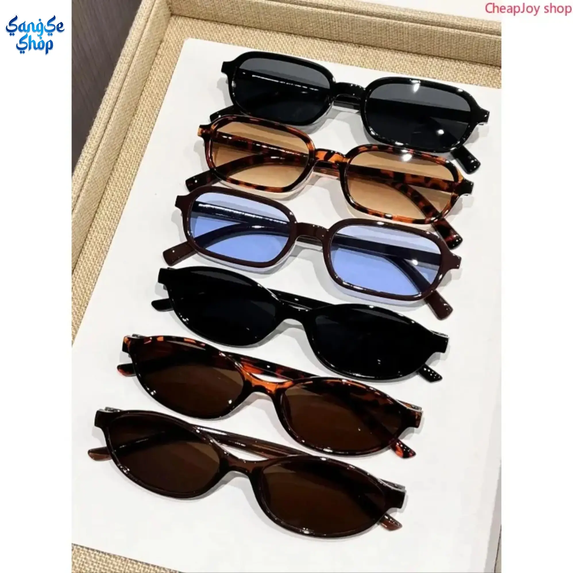 Sun Protective Eyewear for Men & Women, 6-Pair Retro Small Frame Sunglasses Set with UV Protection, Lightweight for Travel, Lightweight Sunglasses, Unisex Lightweight Sunglasses