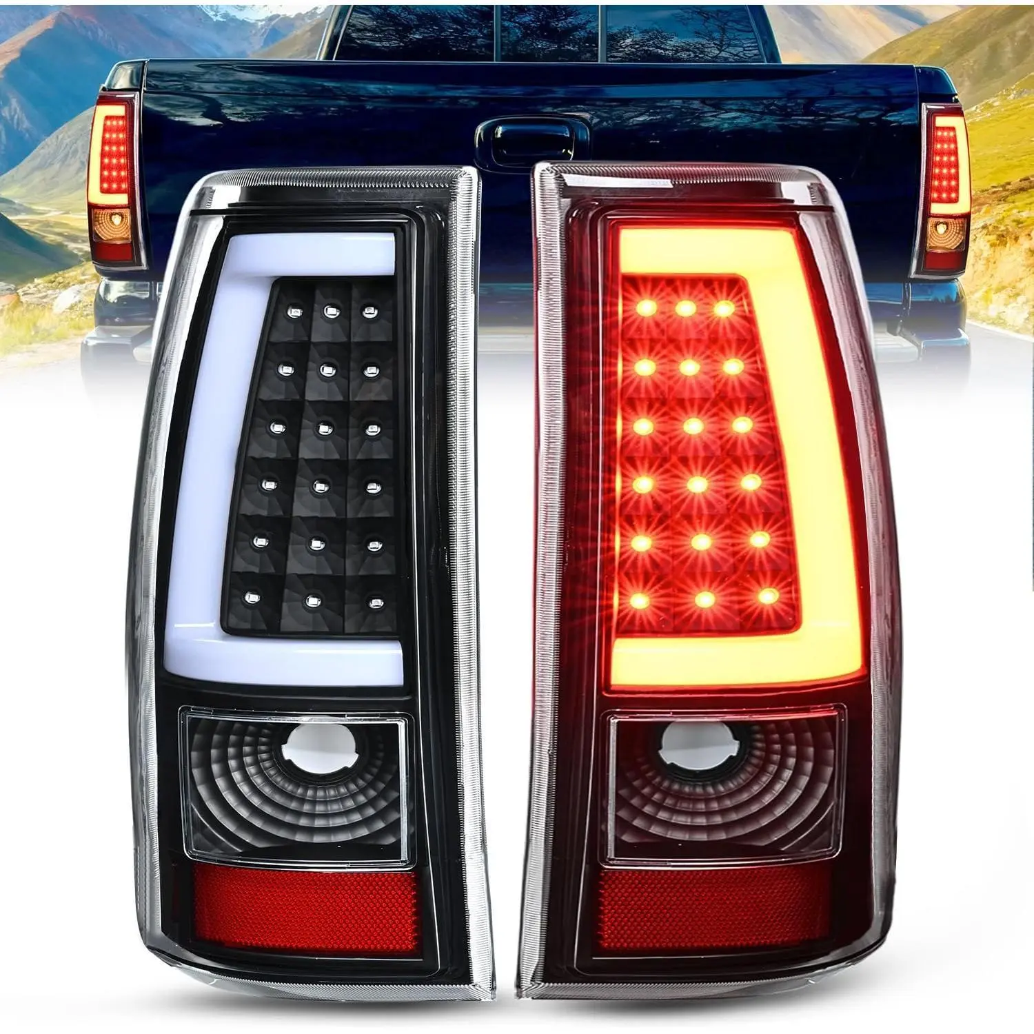 Nilight LED Tube Tail Light Assembly - Compatible with 2003-2006 Chevy Silverado 1500/1500HD/2500/2500HD/3500, 2007 Chevrolet Classic, Incandescent Upgrade, Brightening, Polycarbonate, DOT & SAE Compliant, Durable Rear Brake Lamps, Led Lights, Chevy Silve
