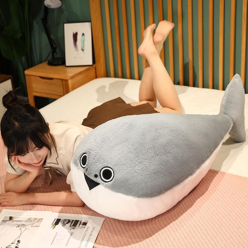 50/80/100CM Sacabambaspis Grey Lifelike Fish Doll Plush Toy Stuffed Pillow Sea Animals Toys Sofa Cushion Decor for Kids Girls