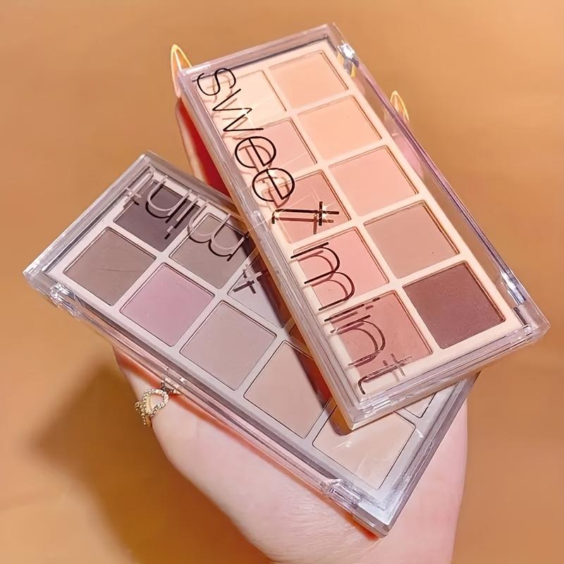 10 colors eyeshadow palette pearlescent glitter super flash matte blush highlighter all-in-one palette multi-purpose cold earth color low saturation matte khaki gray powder daily enhance complexion eyeshadow Valentine's Day gift