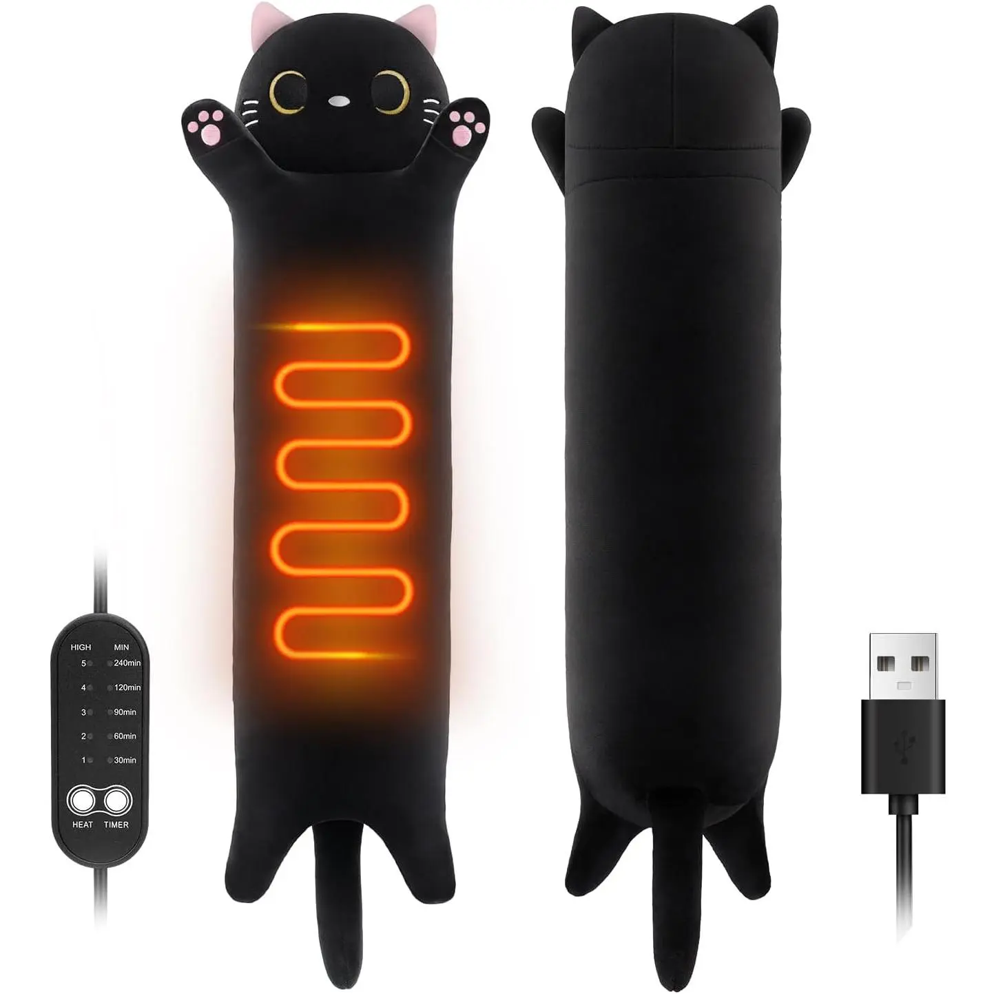 USB-Powered Cat-Shaped Heated Plush Pad, Portable Size Pain Relief for Period Cramps, Trendy Gift for Cat-Loving Teen Girls (Home Supplies), Animal Shape
