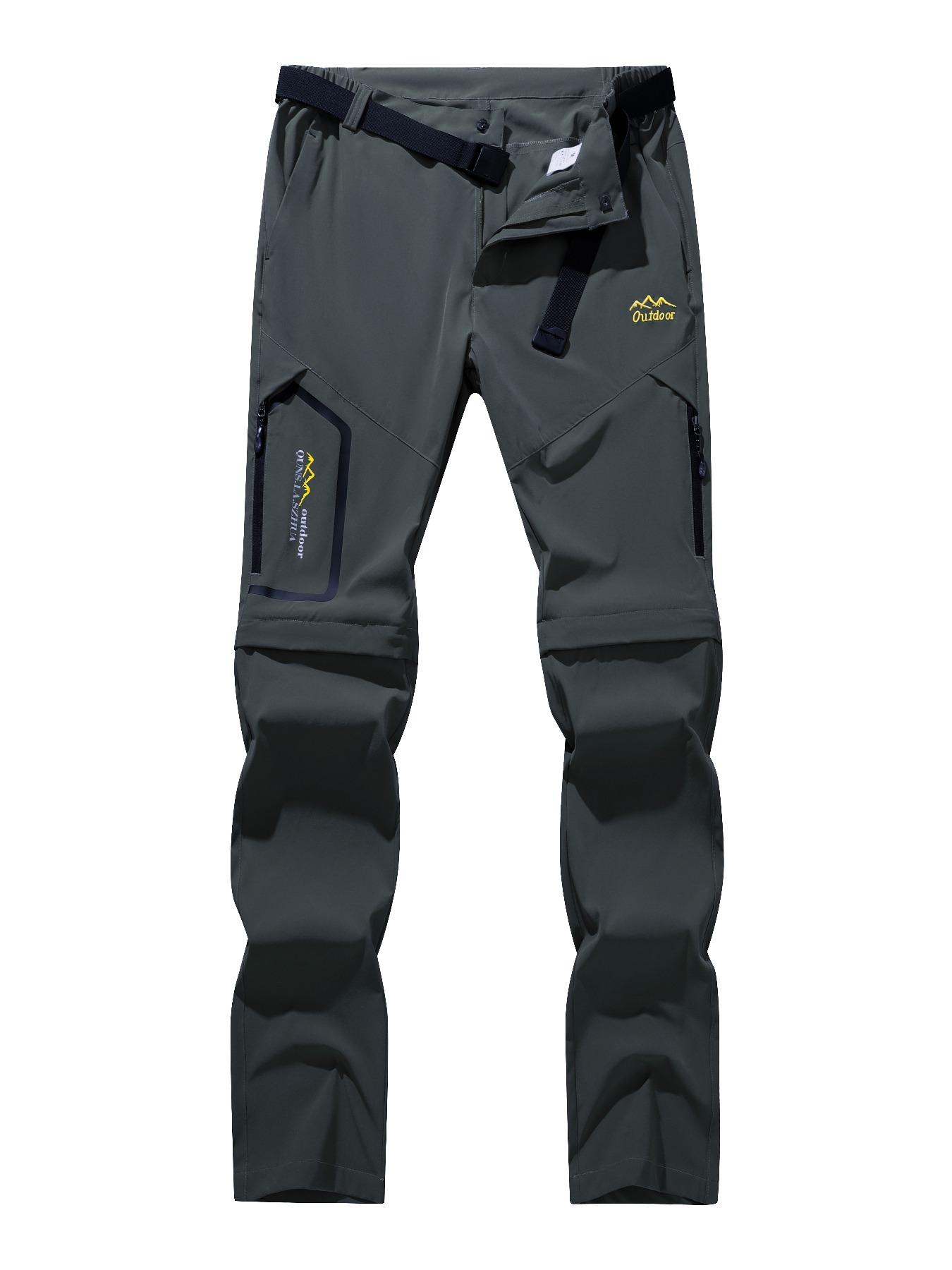 YYK brand Men's Zipper Design Pocket Waterproof & Windproof Outdoor Pants, Regular Fit Casual Detachable Leg Comfy Trousers for Outdoor Activities, Men's Bottoms for All Seasons