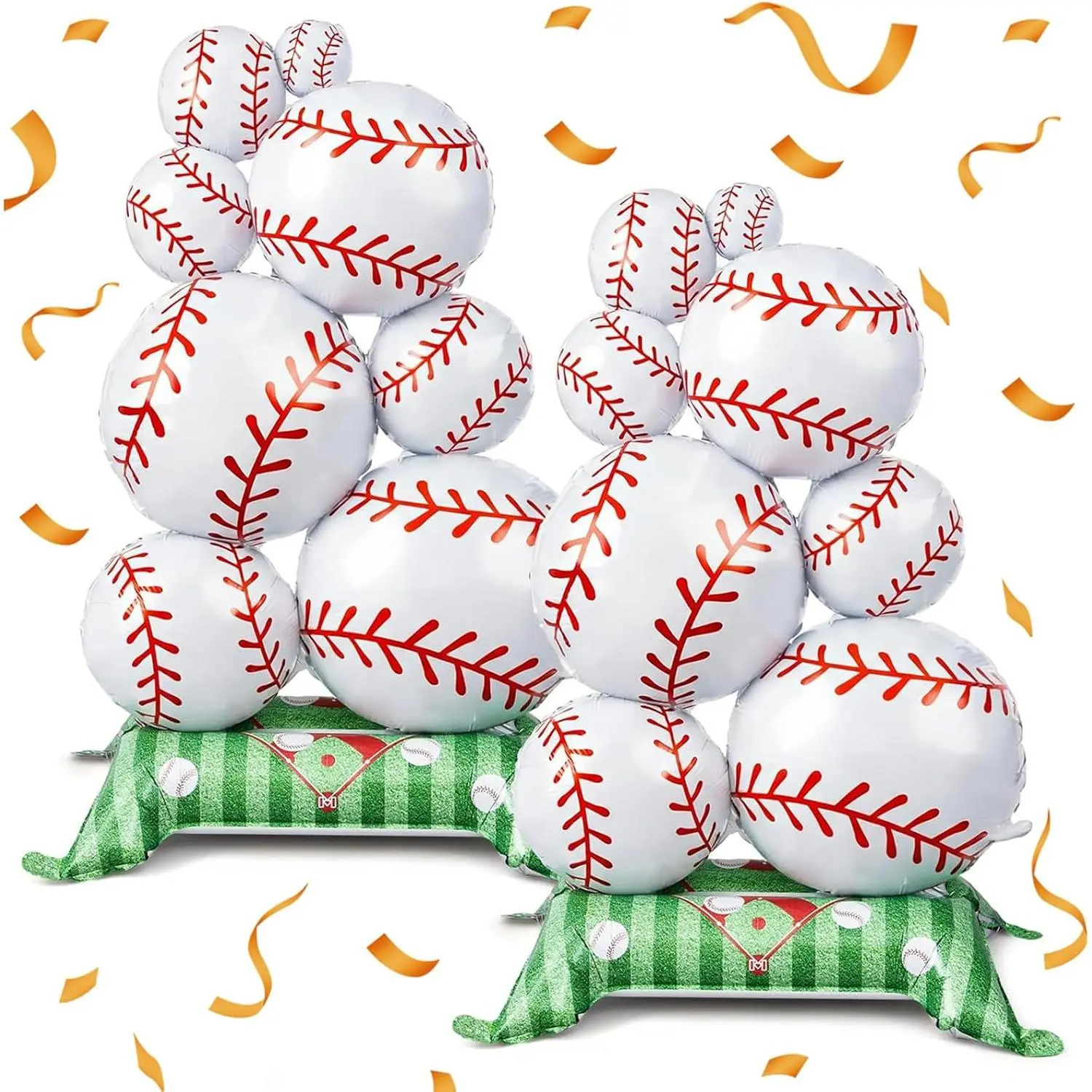 Baseball Balloons, 3.5ft Self Standing Baseball Party Decorations| 2 Pack Giant Standing Baseball Balloon with Base, No Helium Needed, Sports Theme Party Birthday Supplies for Boys Kids