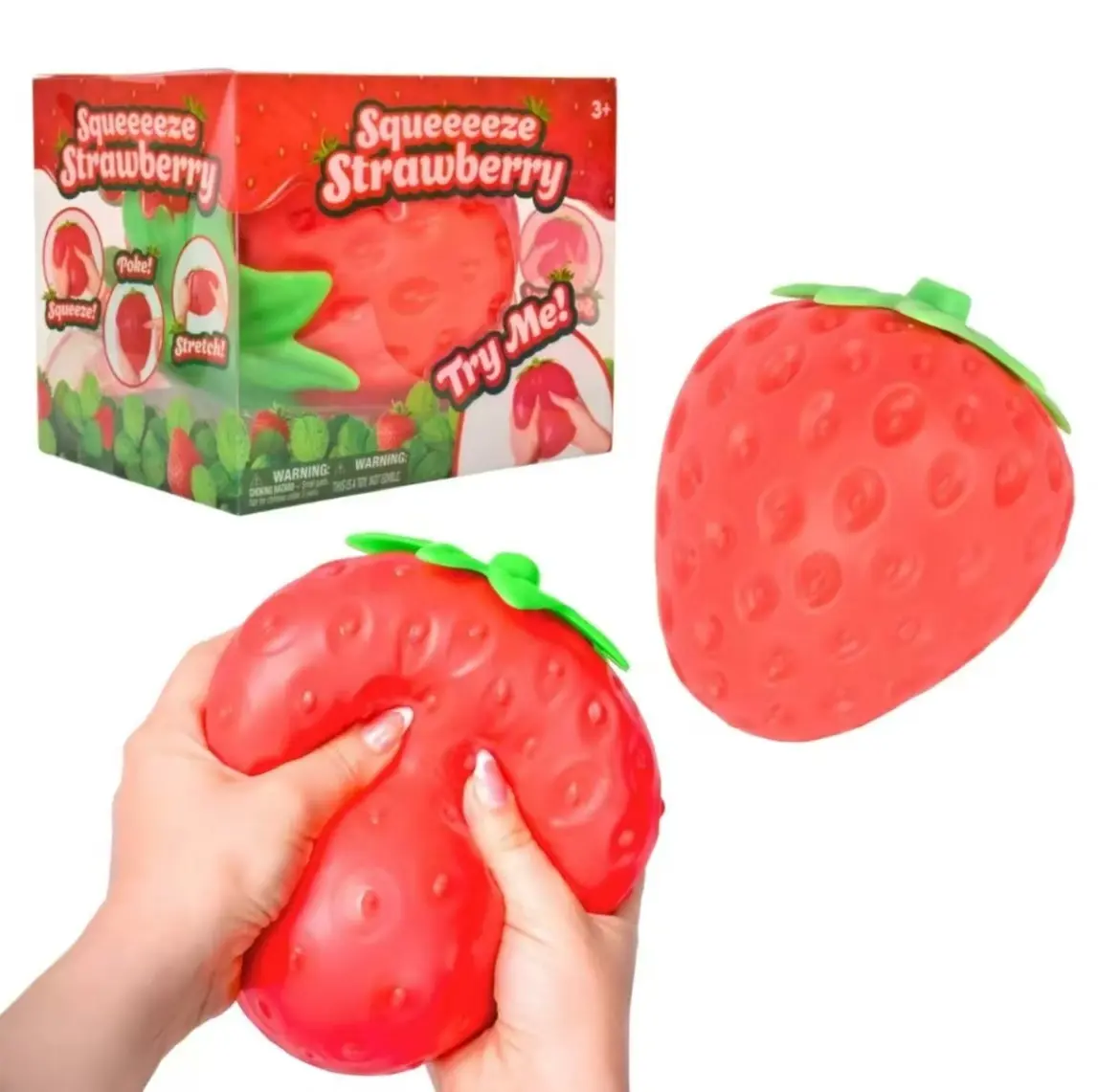 giant squishy Strawberry - ExtraLarge 5" Squishy Stress Ball for Adults & Kids3+ - Fruity Fidget Toy for Stress Relief &Sensory Play - Safe & Durable Non-ToxicMaterial