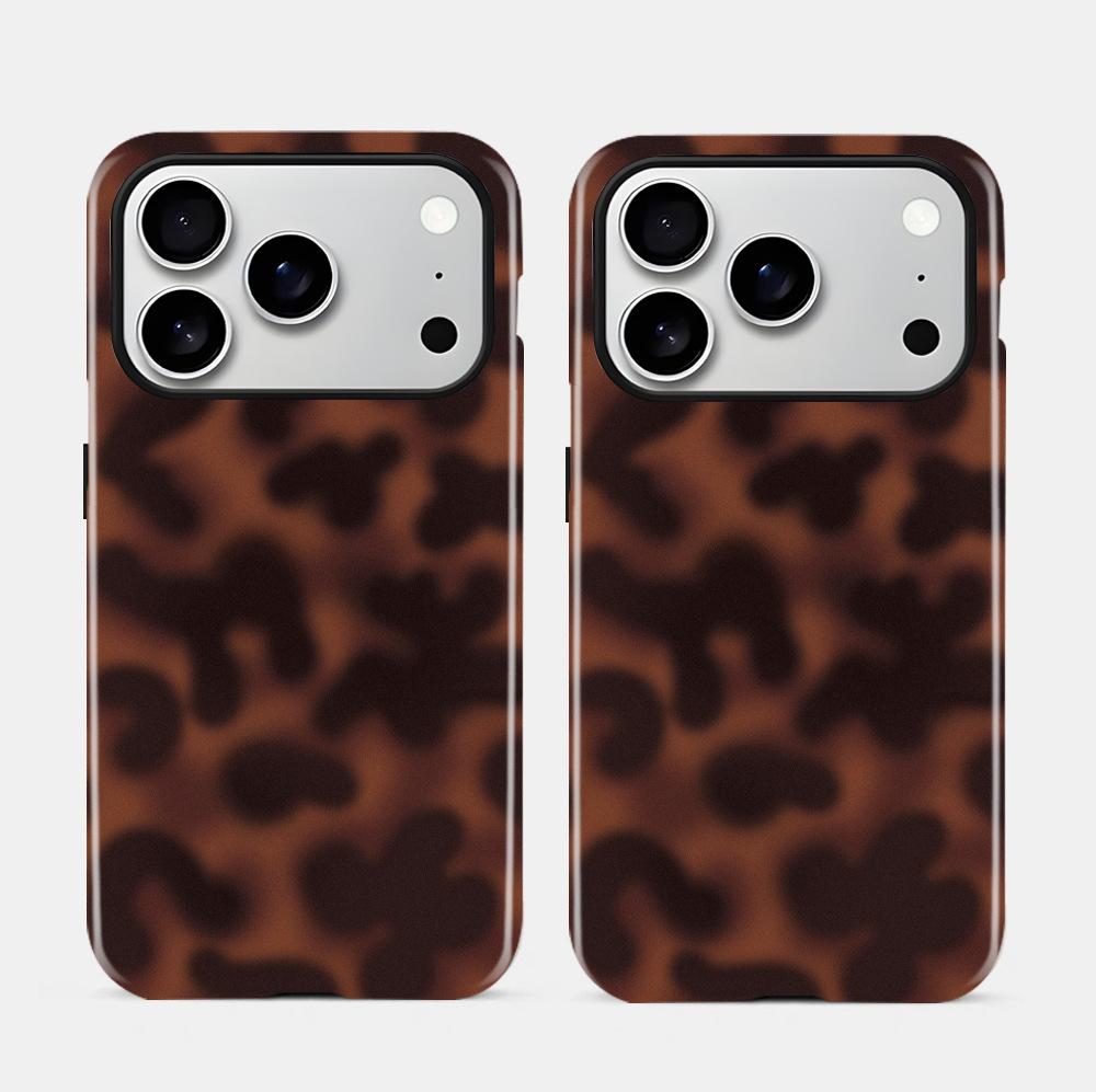 Tortoise Shell Phone Case for iPhone 17 Pro Max Shockproof TPU & Hard PC Protective Cover Amber Brown Leopard Design for Women & Girls