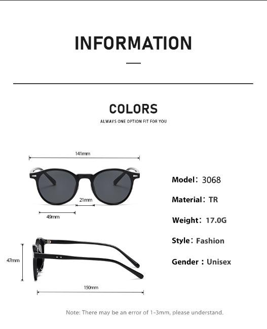 Small round frame sunglasses for men and women UV resistant and sunscreen sunglasses outdoor driving polarized glasses