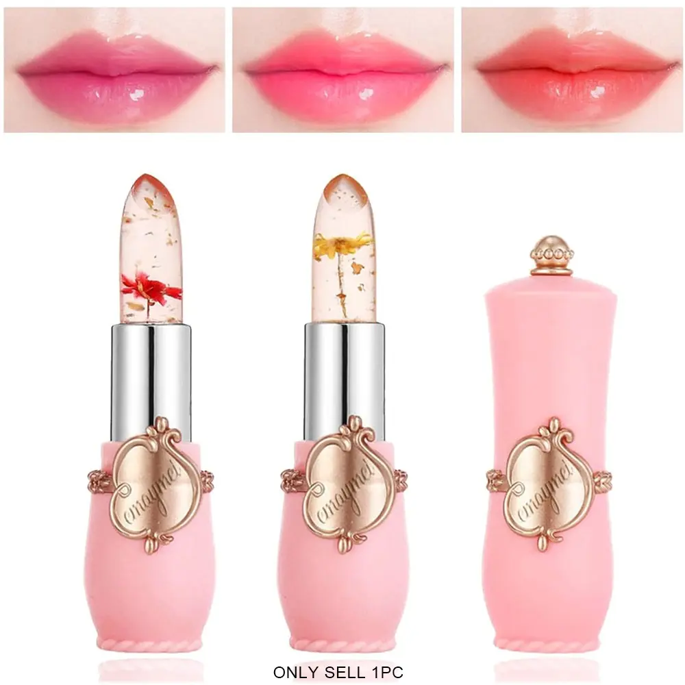 1-piece crystal jelly flower lipstick, magical temperature-changing lip gloss lipstick, PH transparent magic lipstick, long-lasting nourishing moisturizing Glossy lipstick, Makeup