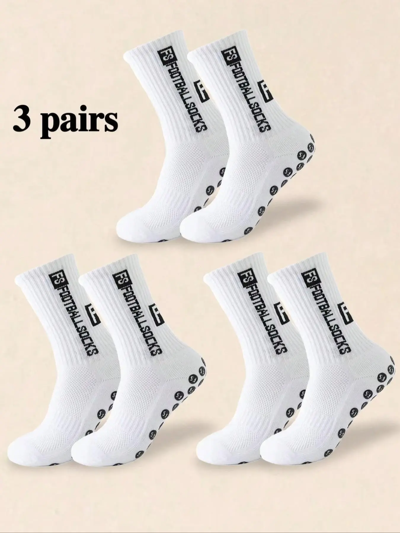 Men's 3 Pairs Thick Towel Bottom Sports Socks, Non-Slip Professional Basketball Soccer Socks, Comfortable Breathable Mesh Athletic Socks