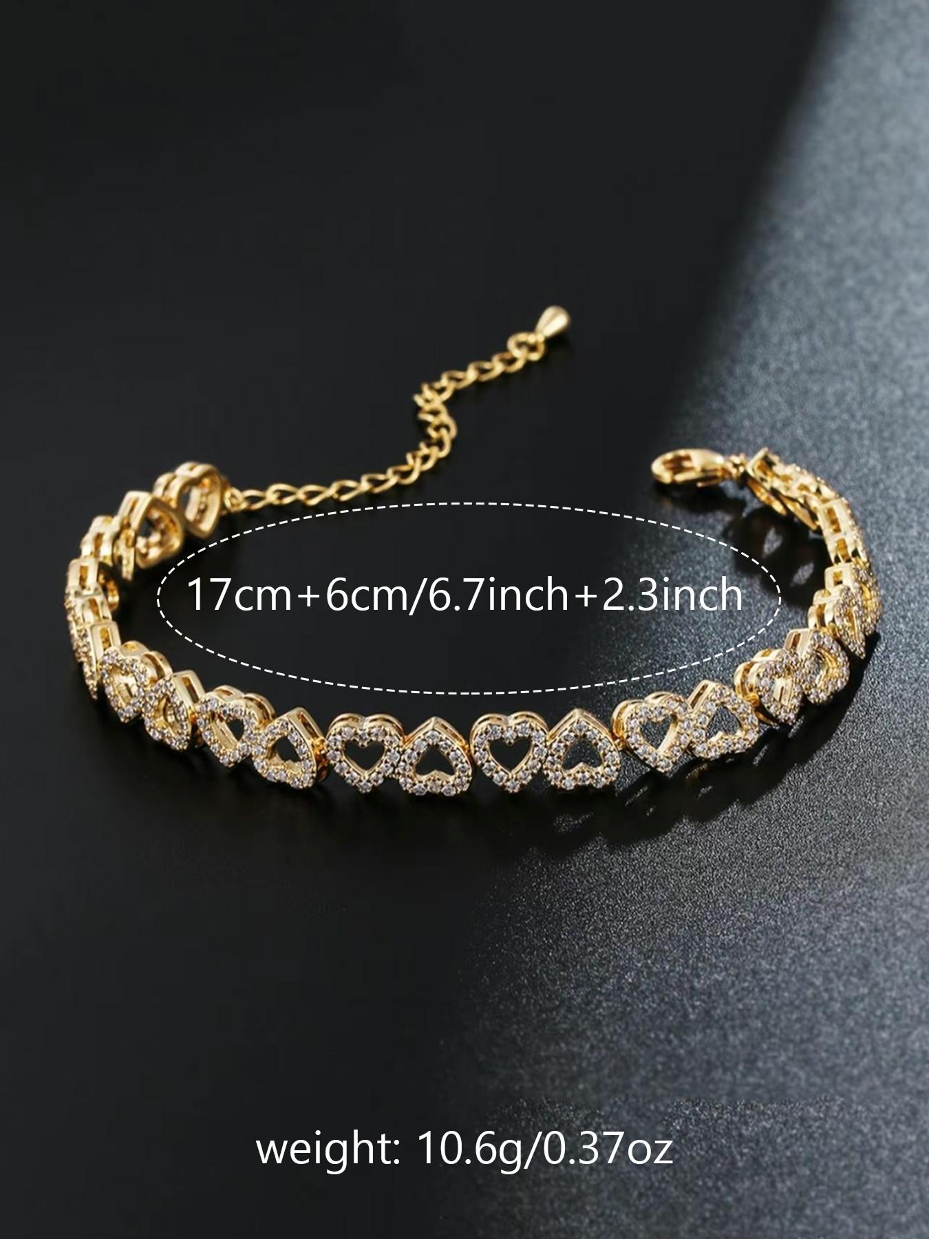 Artificial Gemstone Decorated Heart Design Bracelet, Fashionable Elegant Jewelry Bracelet for Women & Girls, Trendy All-match & Exquisite Jewelry for Birthday Gift, Cubic Zirconia Bracelet