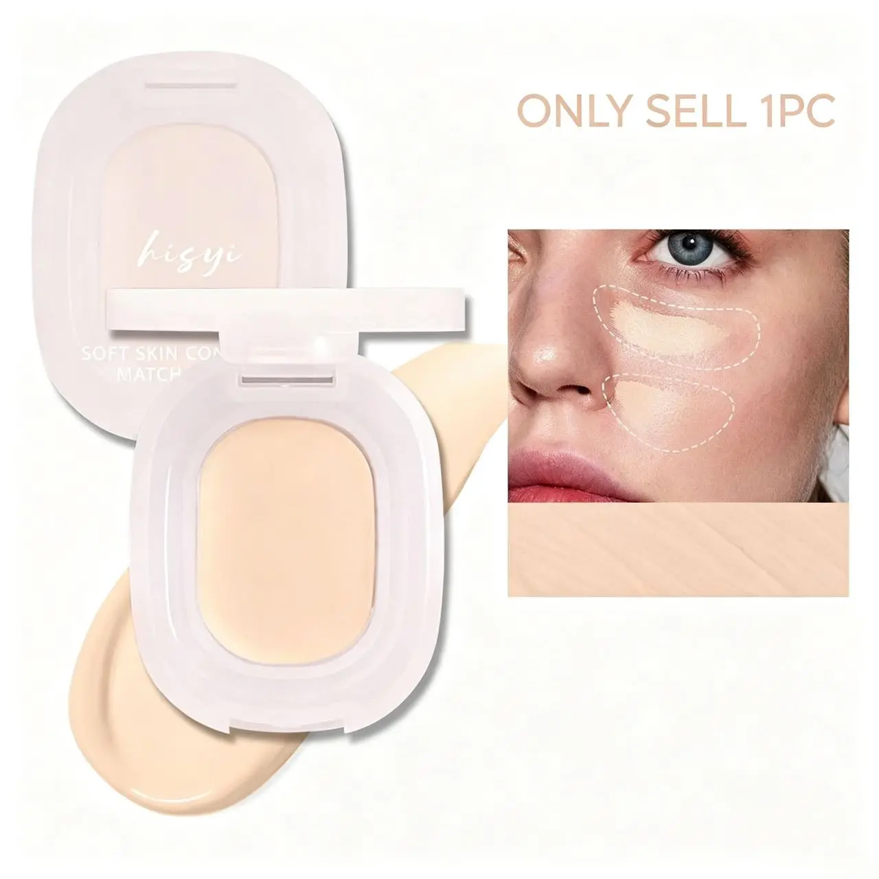 Soft Light Seamless Concealer Cream hydrating non cake matte highlight brighten tear trough cover blemishes built in sponge for beginners