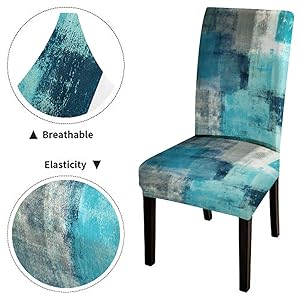 Chair Covers for Dining Chairs,Turquoise Teal Chiar Covers Slipcover Stretch Removable Washable Parson Seat Cover for Dining Room,Living Room,Set of 4