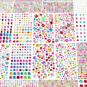 6124Pcs Gem Stickers-Self-Adhesive Face Jewelry Stickers, Acrylic Gems DIY Crafts, Sparkling Heart-Shaped Rhinestone for Kids, for Party & Holiday Supplies