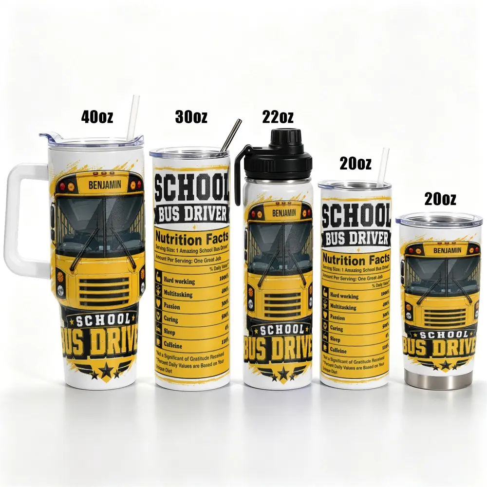 1 pc, 40oz/30oz/22oz/20oz School Bus Driver Tumbler 304 Food Grade Stainless Steel Double Wall Vacuum Insulated Coffee Cup with Leak Proof Lid Keep Cold 24H Hot 12H Cup Holder Friendly Travel Mug Back to School Appre