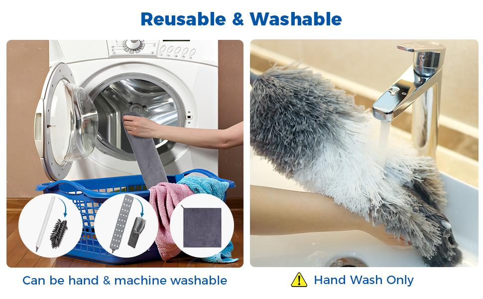 9Pcs Dusters for Cleaning Kit, Extendable Microfiber Duster Tools with 100" Long Pole, Retractable Gap Bendable Dust Cleaner, Reusable Washable Cleaning Supplie for Ceiling Fan Furniture Cars and Home