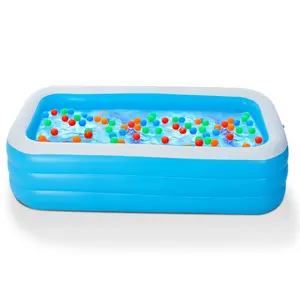 103/120 Inch Oversized Inflatable Family Pool|3 Air Chamber Leakproof Thick PVC Blow Up Lounge Pool, Quick Drain Foldable Design for Indoor Backyard Patio Deck All-Season Party Use