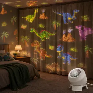 Rotating Dinosaur Projection Light, USB powered design with 360° flexible angle adjustment, projecting vivid and fun dinosaur patterns to create a dreamy themed atmosphere, suitable for bedrooms, living rooms, parties and holiday decorations.