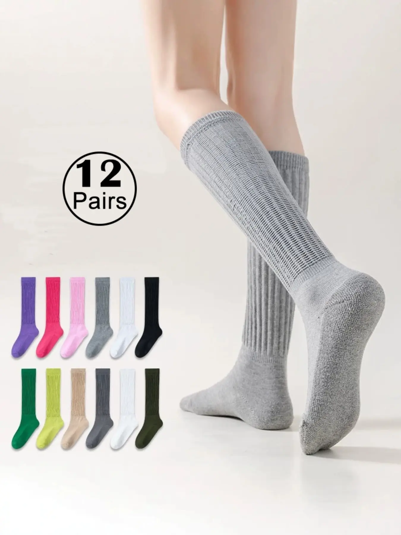 12 Pairs Women's Knit Ankle Socks, Fall Winter Boot Socks, Casual Leg Warmers, Ideal for Diabetes & Edema, Promote Circulation