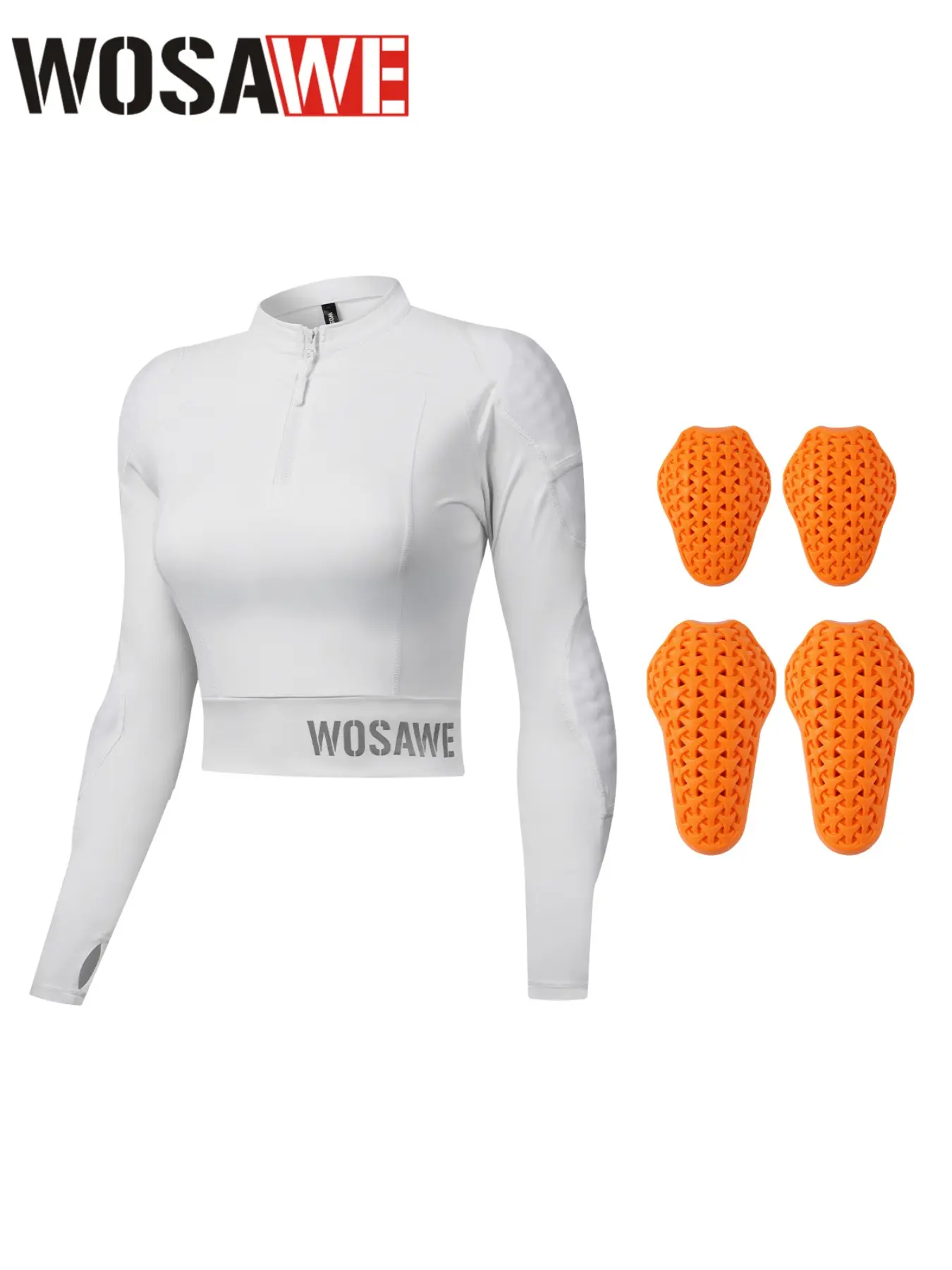 WOSAWE Womens Motorcycle Cycling Jacket Cropped Half Zipper Pullover Padded Summer Motorbike Shirt Scooter Riding Gear