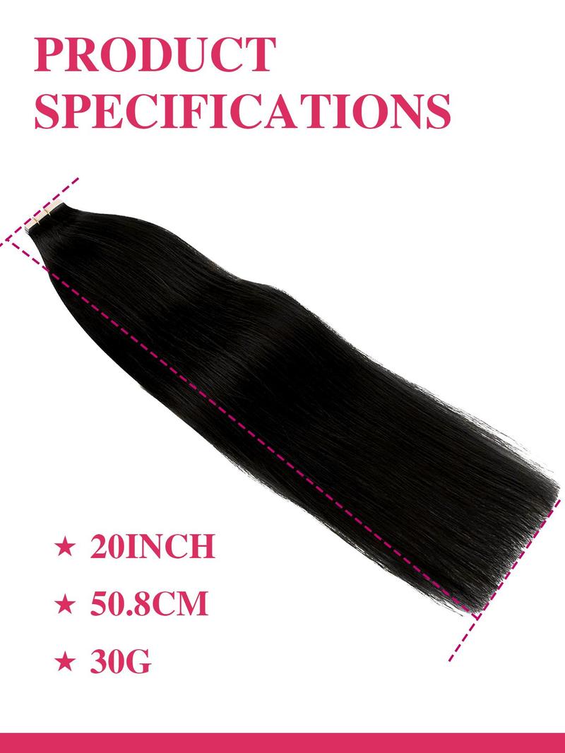 20 Inch Long Straight Glue Hair Extension, Invisible Seamless Straight Hair Extensions, Fusion Hair Extensions, Fashionable Natural Fluffy Synthetic Hairpiece for Women & Girls, Glossy Hair Bundles, Synthetic Soft Hairpieces