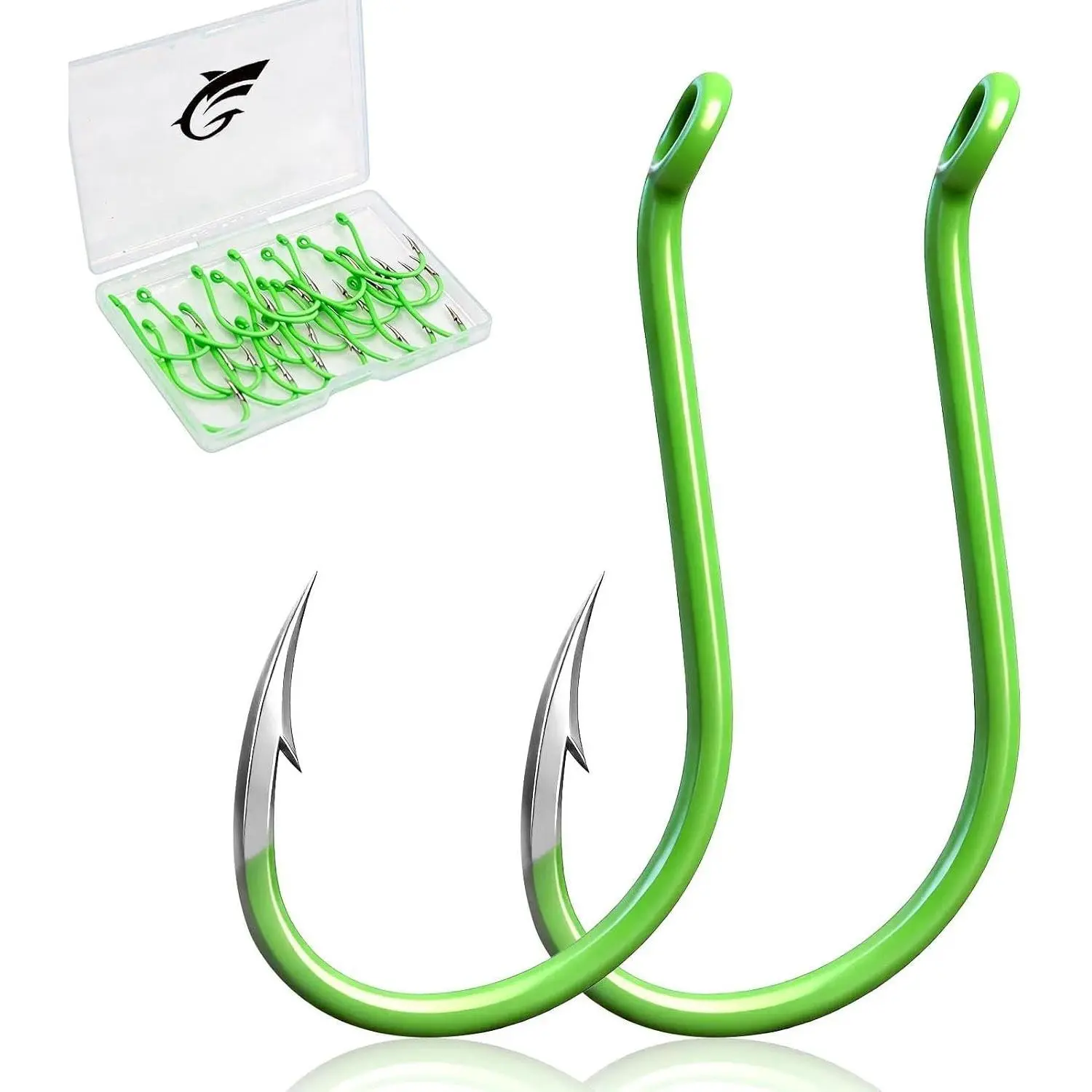 50 Pack Octopus Fishing Hooks - Offset Beak Circle Hooks for Fish Hooks Saltwater & Freshwater, Live  Fish Hook Fluorescent Green for Rigs Catfish, Bass Tuna, Walleye, Trout