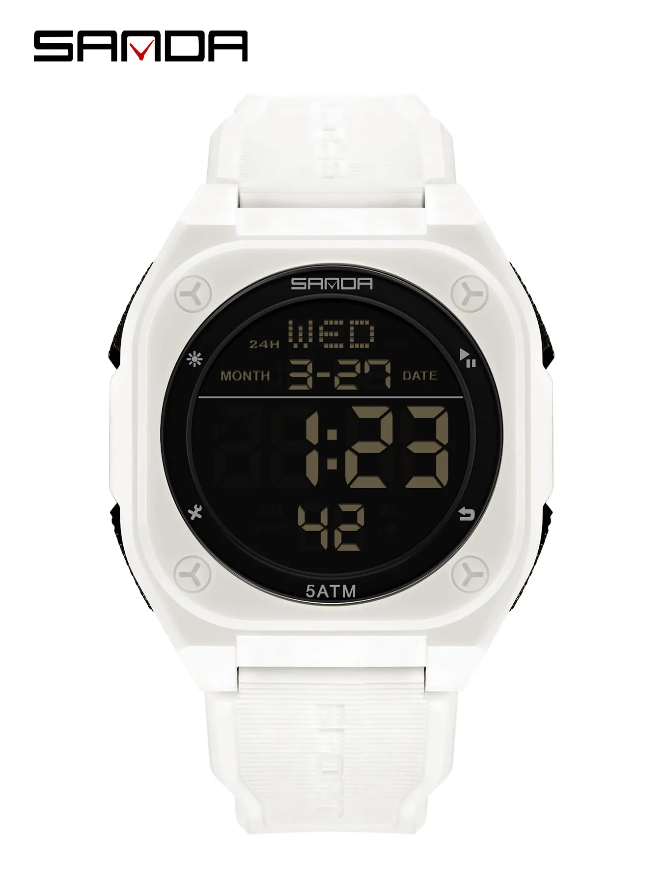 Sanda Digital Sports Watch, Luminous Display, Alarm, Ringtone, Backlight, Countdown Function, Unisex, Shockproof, All Seasons