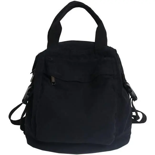 Small Boho Canvas Backpack for Women  Style Outdoor Travel Bag Casual Daypack Grunge Aesthetic Hippie Y2K Backpack (Black, Size)