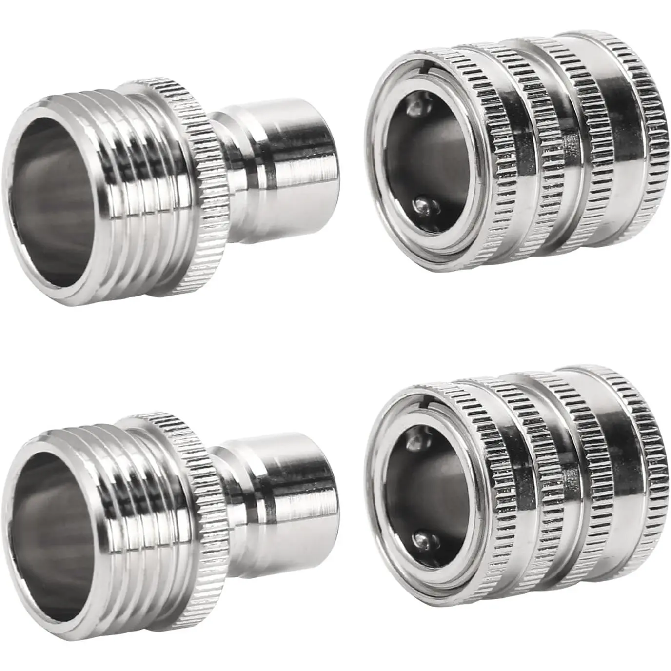 Stainless Steel Garden Hose Quick Connect Set, 3/4 Inch GHT Water Hose Fittings, Heavy Duty Quick Release Connector for Garden Hose, and Sprayers