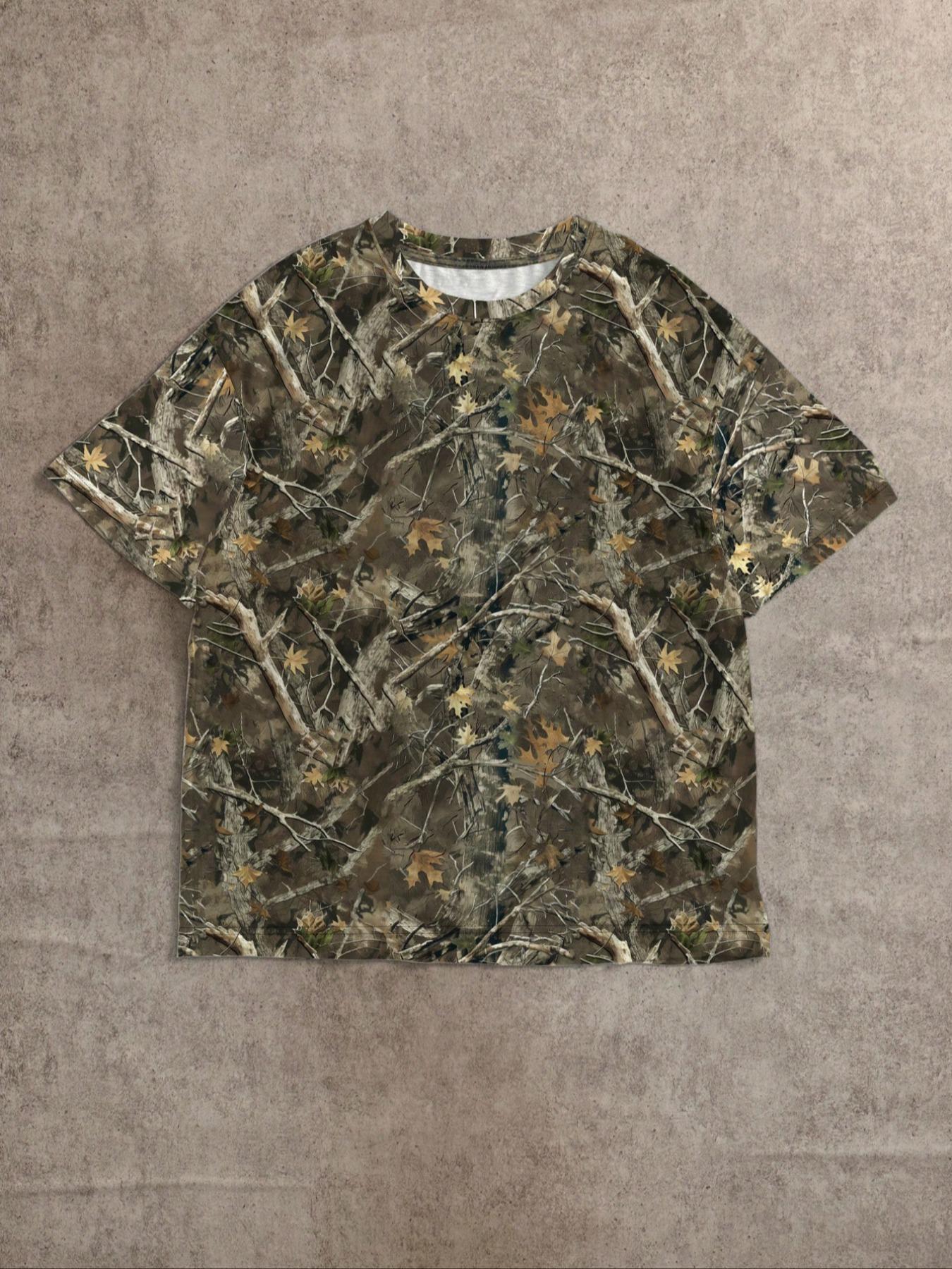 Women's Camo Print Round Neck Tee, Casual Loose Fit Short Sleeve Crew Neck T-shirt for Summer, Fashion Chic Women's Top for Daily Wear, Everyday