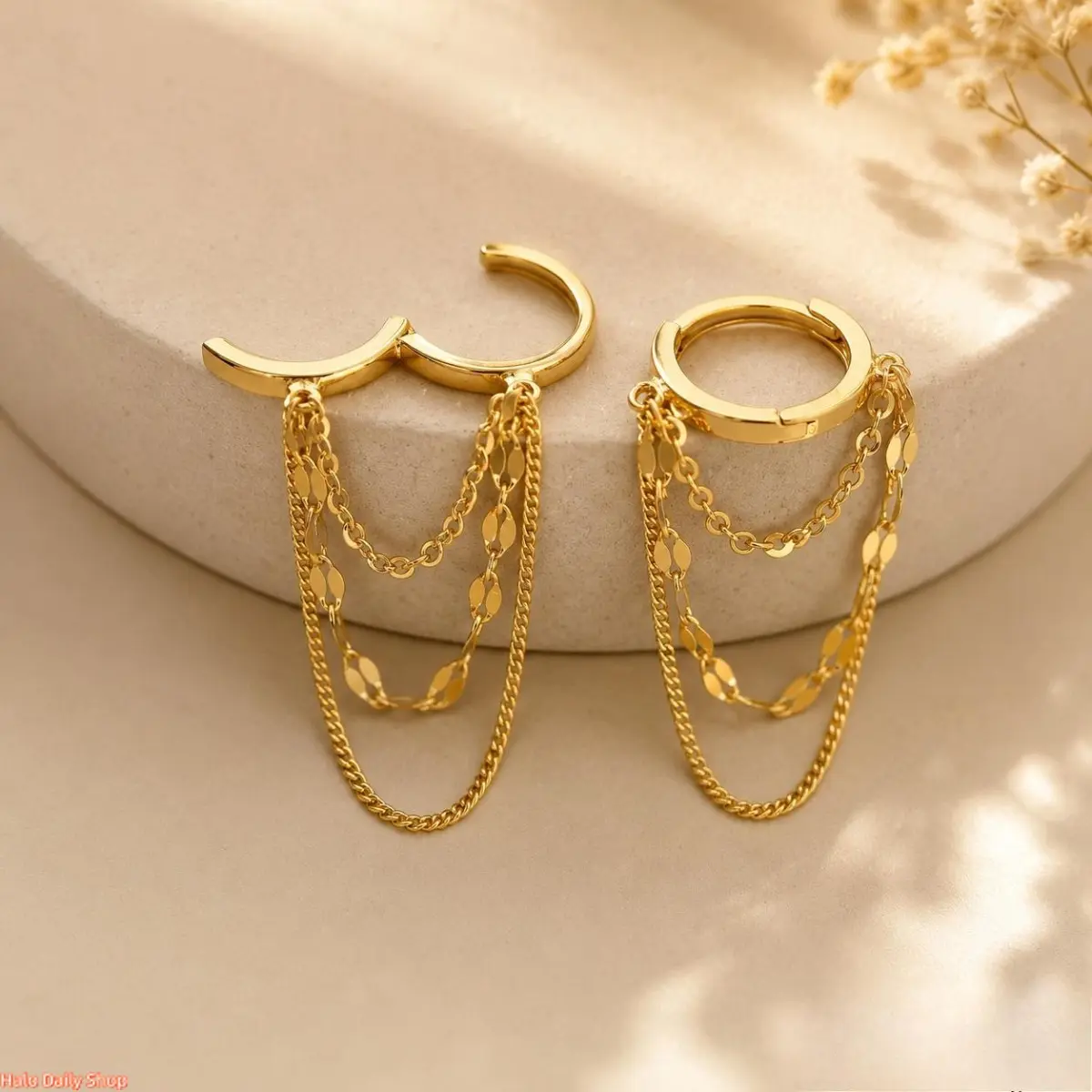 Women's Dainty Small Stainless Steel Chain Huggie Earrings - Minimalist Daily Wear Costume Jewelry, Tarnish Proof Non Tarnish Jewelry