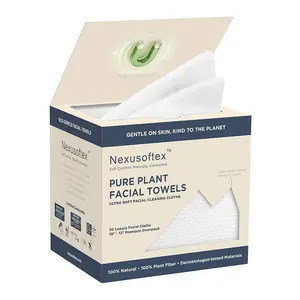 Disposable Face Towels, 10"x12" XL, 90gsm Ultra-Thick 100% USDA Biobased Facial Towel, Gentle for All Skin Types, Magnetic Closure Box with Visibility Window, 1 Pack 50 Count