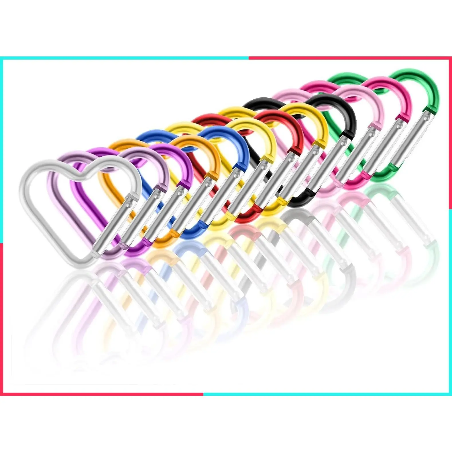 10pcs Cute Heart & Star Shaped Carabiner Clips, Backpack Keychain Clips, Snap Hooks for Dog Leash, Water Bottle Holder, Keys