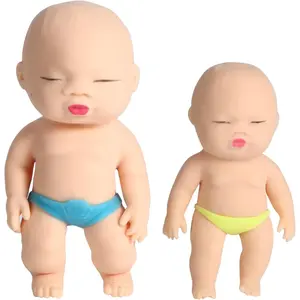 AHHSOY 2 Pack Squeeze Stress Doll Toys, Cute Little Baby Doll Fidget Toys, Stress Relief Sensory Squishy Toys for Kids Adults (White)