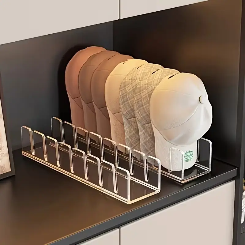 2 Hat Storage Racks, Transparent Acrylic Plastic, Desktop Organizer, Bedroom Storage, Holds 7 Hats, Hat Display Stand