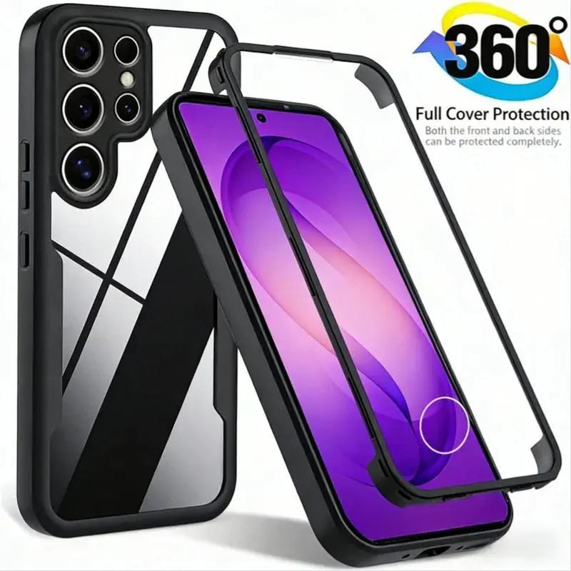 360 Full Body Cover Phone Case For Samsung Galaxy S26 S25 S24 S23 S22 S21 Ultra Plus FE Luxury Shockproof Screen Protector Cover