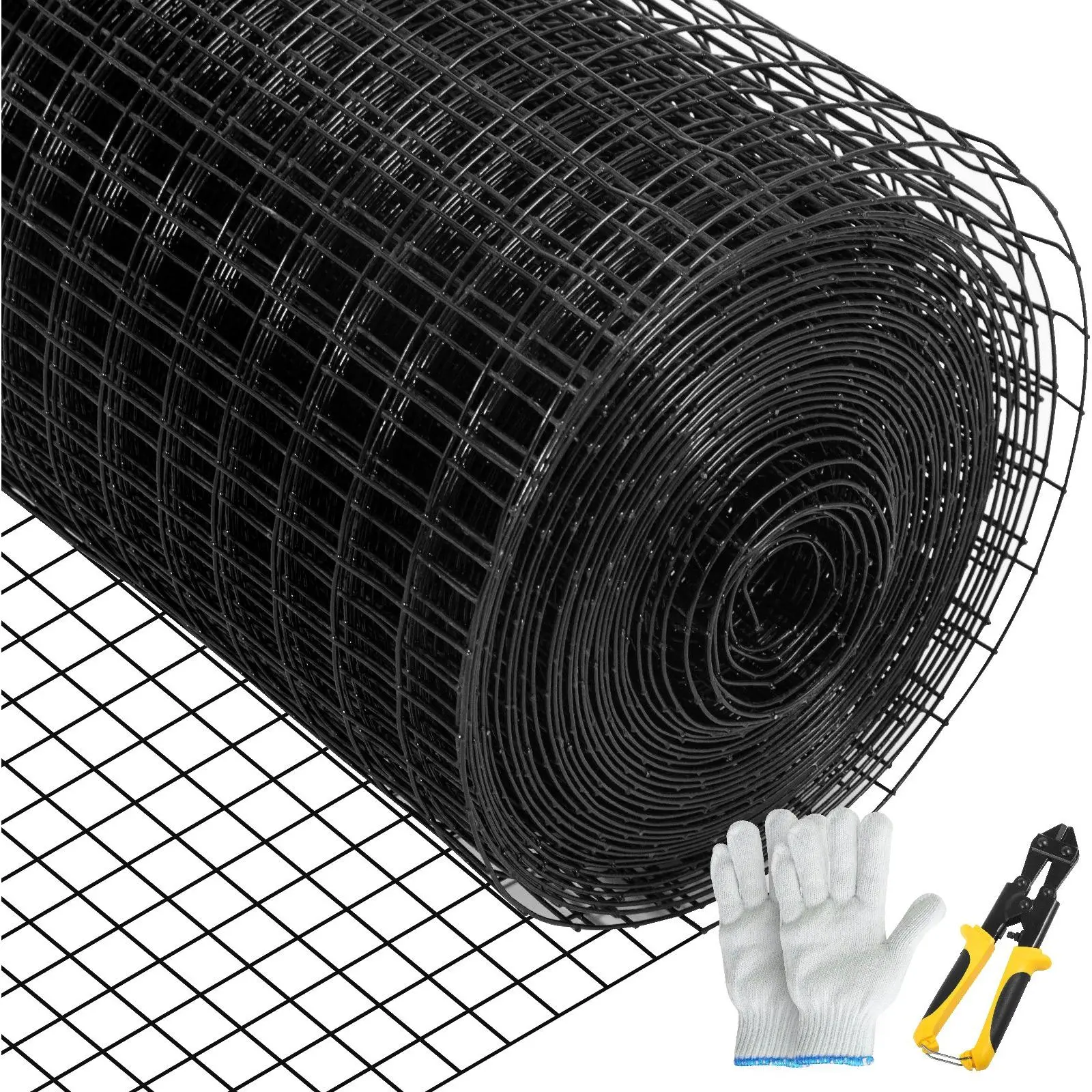 【DealsForYouDays】VEVOR Hardware Cloth, 48x 50' 1x1 Mesh Size, Galvanized Steel Vinyl Coated 16 Gauge Chicken Wire Fencing with A Cutting Plier A Pair of Fabric Gloves, for Garden Fencing Pet Enclosures,