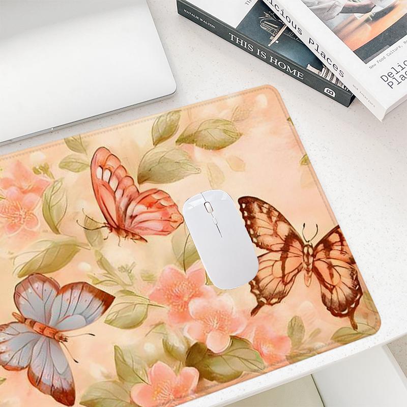 Butterfly Floral Pattern Mouse Pad, Rectangle Gaming Mouse Pad, Office Desk Keyboard Mat for Home Office Game Room Desk