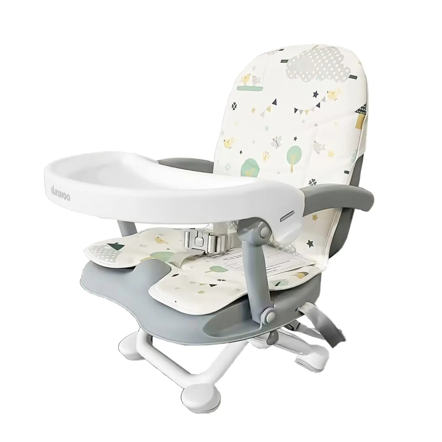 3-in-1 Baby Booster Seat for Dining Table - 4 Height Adjustable, Portable Size, with Removable Tray & Cushion, Travel High Chair for Toddlers