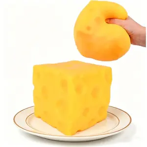 Giant Yellow Squishy Cheese Block - Squeezy Moldable Sensory Tool Fidget Toy, Oddly Satisfying Stress Relief Toy for Neurodivergent Kids