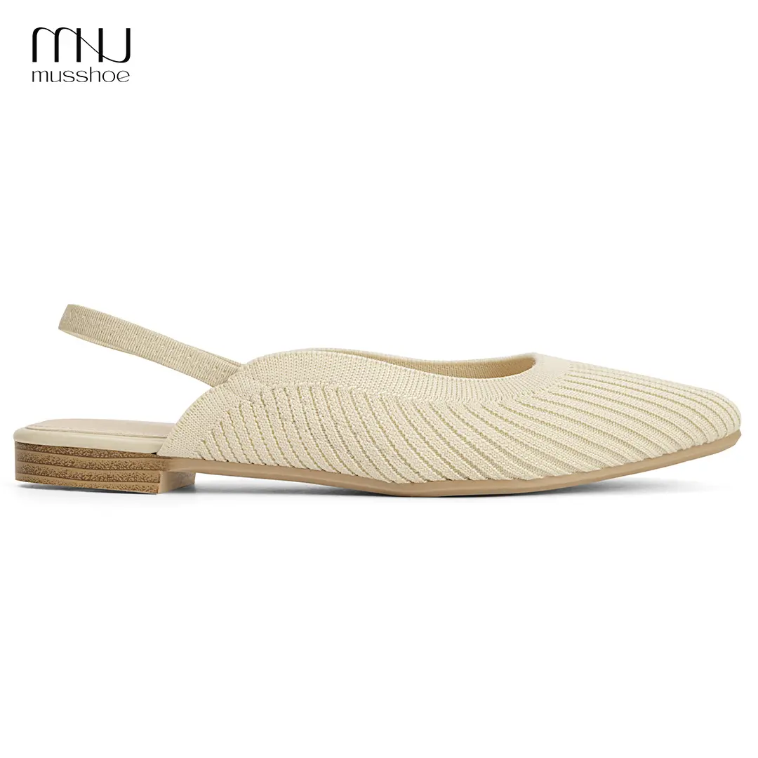 MUSSHOE Women's Pointed-Toe Slingback Ballet Flats - Soft Woven Breathable Slip-On Shoes with Ergonomic Cushioned Sole, Chic Everyday Flats