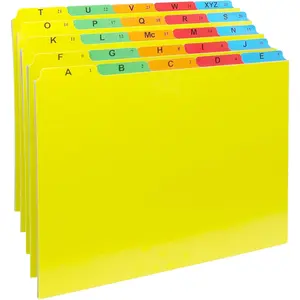 A-Z Alphabetical Hanging File Folder Guide Dividers, Heavyweight 5 Color Coded Tabs, Letter Size 1/5 Cut Positions, Heavy Duty Office Organizers 5 Tabs Across