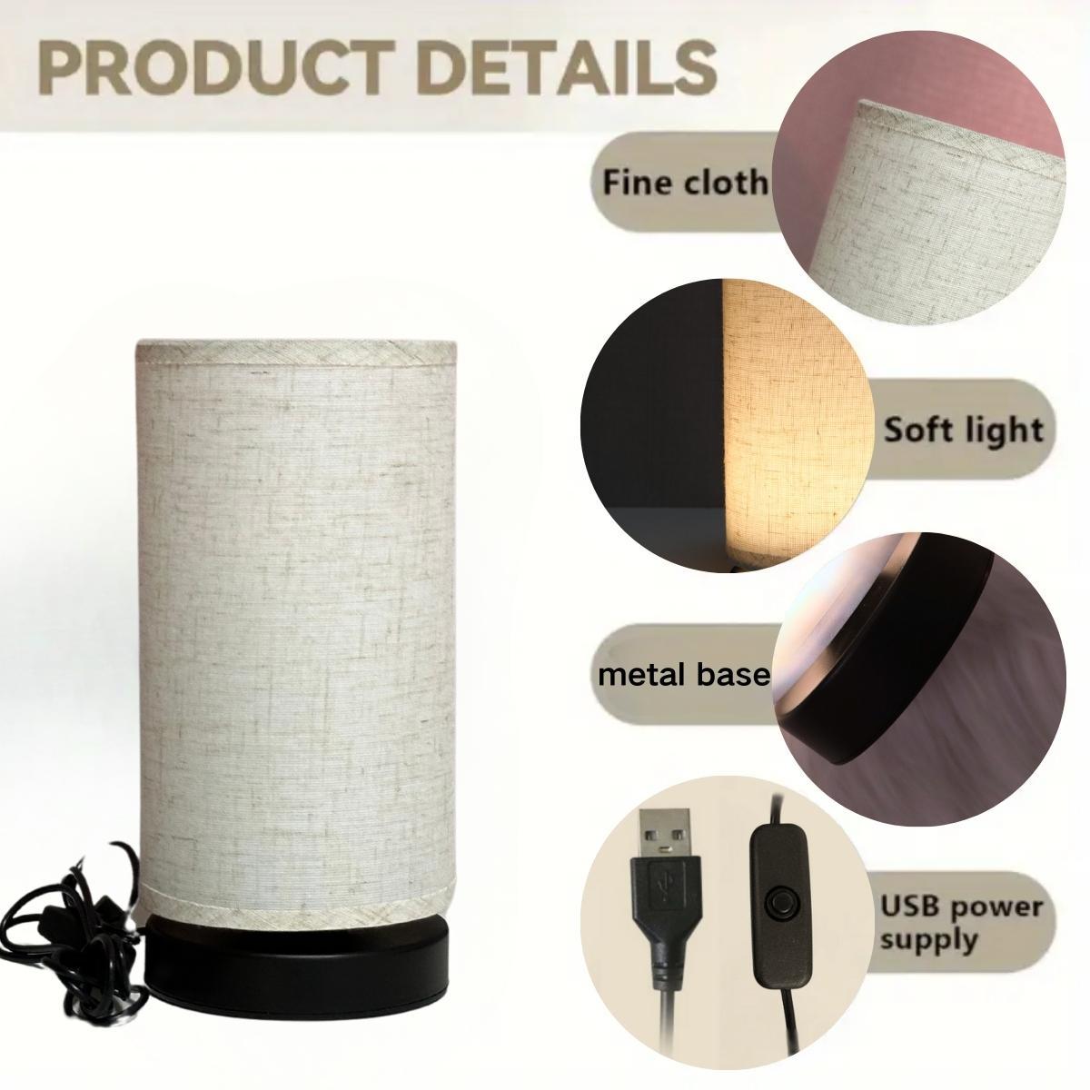 USB Powered Table Lamp, Modern Desk Lamp with Switch Button, Soft Warm Light Lamp for Living Room & Bedroom Decor, Mood Decorative Lights, Home Decor Light, Ideal Gift for Friend