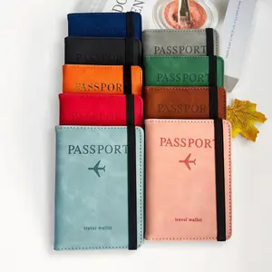 Premium PU Leather RFID Blocking Passport Cover, Unisex Travel Wallet with Card Organizer & Elastic Band