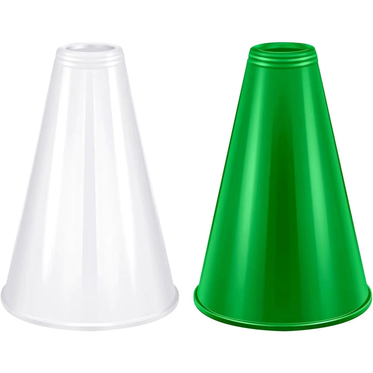 Women's Bra Accessory 2-Pcs Plastic Cheer Megaphone - Lightweight, Easy to Carry, Party Favors for Birthday Parties, Enhance the Atmosphere (White, Green), Portable, Outdoor, Accessories, Vibrant