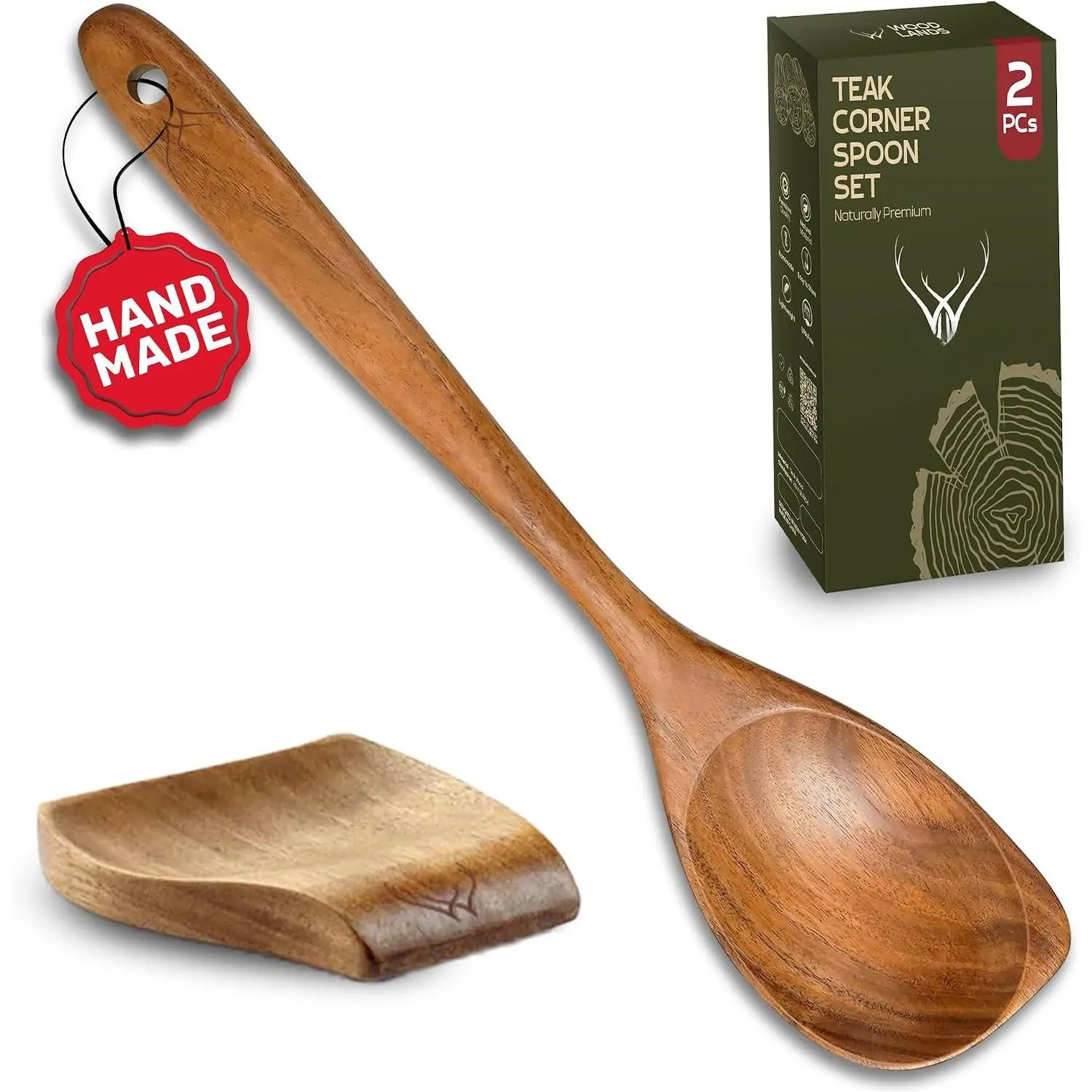 CORNER Teak Wooden Spoon for Cooking With Teak Spoon Rest - Made of   Teak