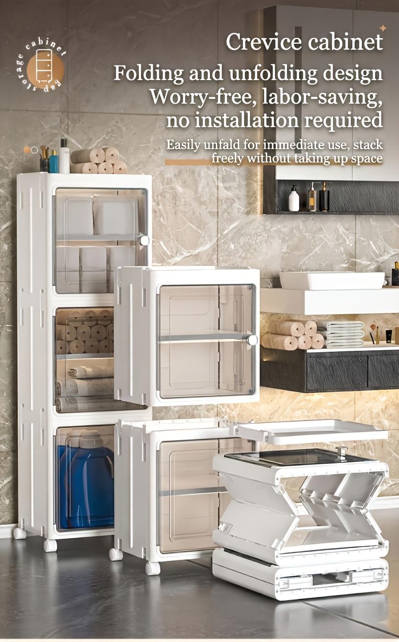 Naviconvex 8.7/12.6 Slim Storage Cabinet with Doors, 2-5 Tier Narrow Space Organizer, Large Capacity Freestanding Bathroom Kitchen Laundry Room Storage Solution