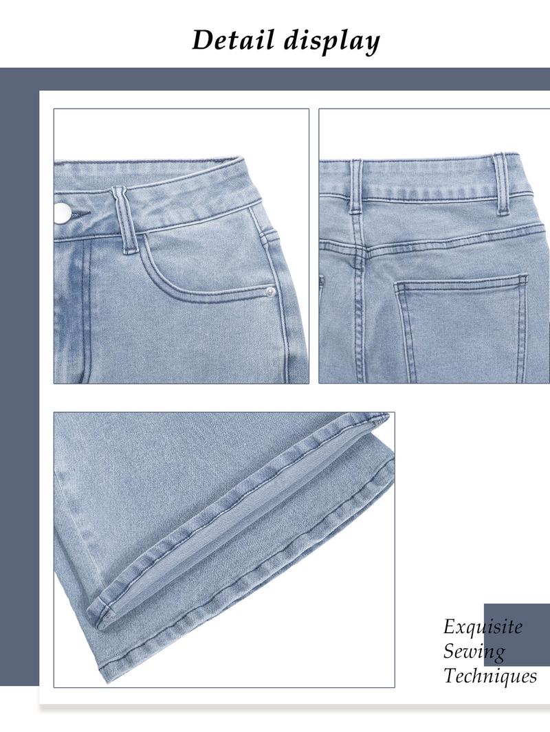 GILIPUR Y2K Women's Plain Flare Leg Jeans Casual Button Fly Pocket Design Bell Bottom Denim For Daily Wear Ladies Bottoms For All Seasons Starched Jeans Girls Brielle 90s Jeans Bell Bottoms Jeans Cute Jeans Stretch Skinny Flared Pants