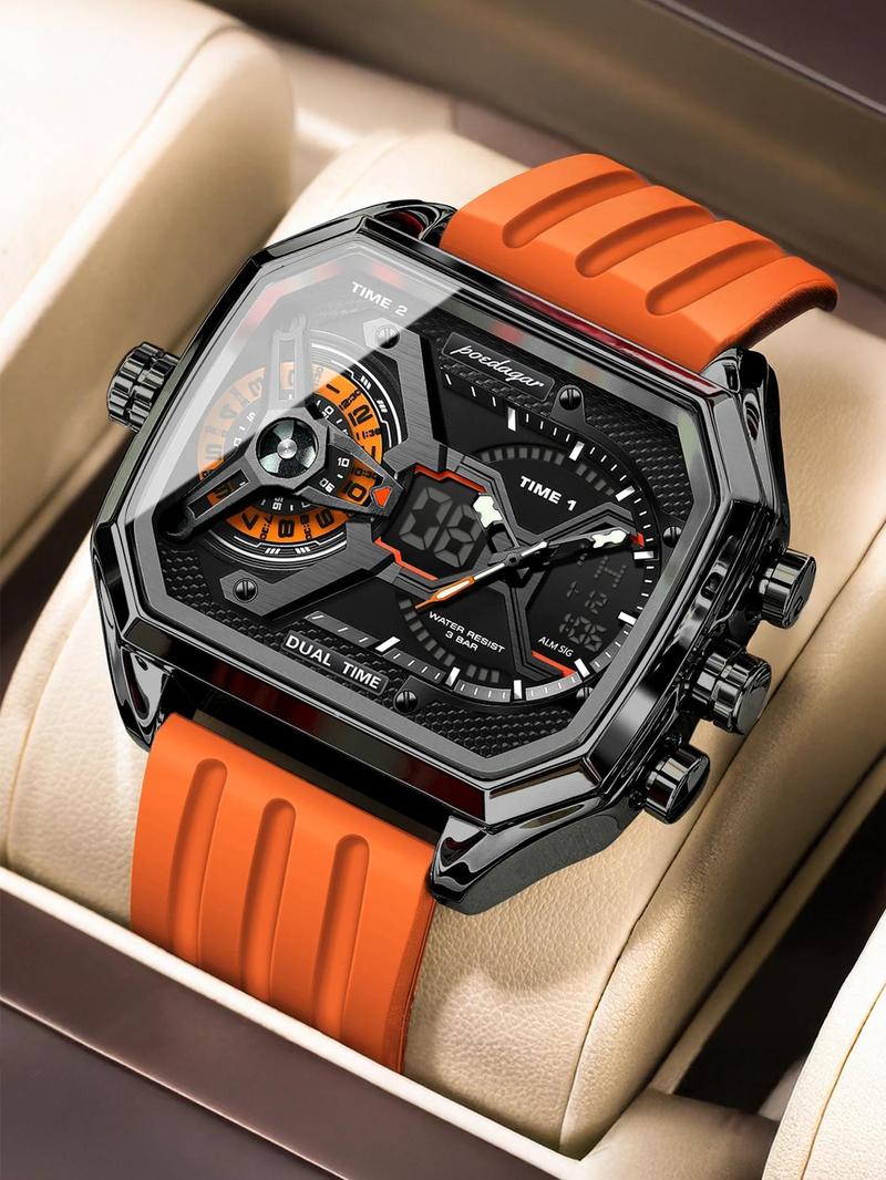 Men's Business Fashion Digital Quartz Watch, Casual Trendy Digital Watch with Luminous Dial, Fashionable Watch for Daily & Business Decoration, Luminous Analog Watch, Business Fashion Watches