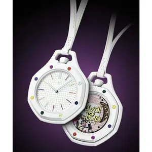 Octagon Half-Mechanical Necklace Watch, Trendy Colorful Fashion Pendant Timepiece, Outdoor Sports Accessory