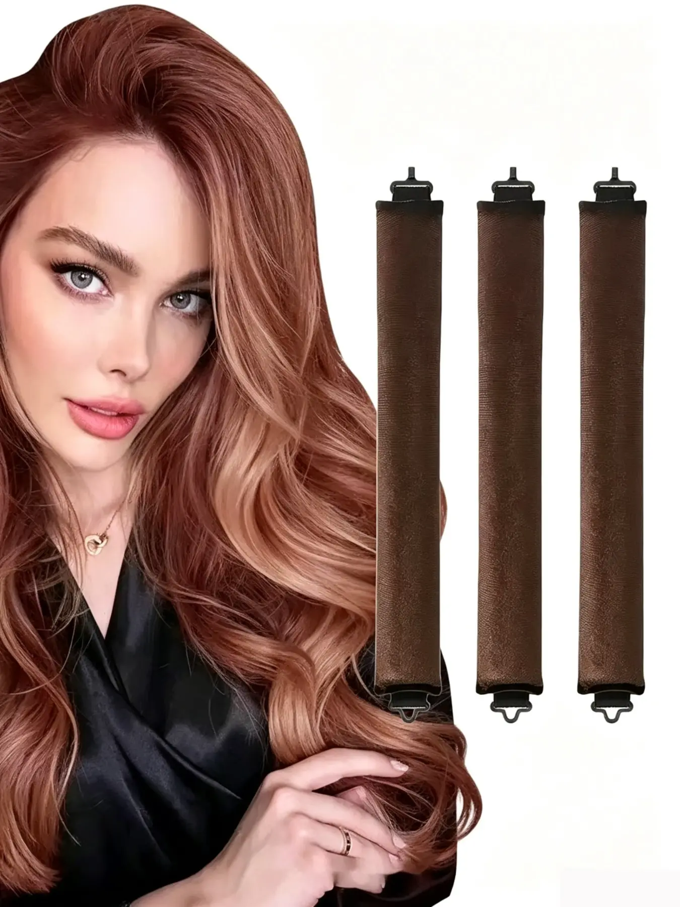 3-Pack Hair Rollers Set, Heat-Free Curling Tools, High Elasticity Rubber, Soft Durable, Ideal for Home Use, Kardashian Style Bun Tool